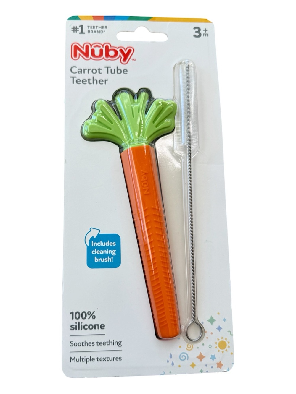 Nuby Carrot Tube Teether — Orange with Green Top